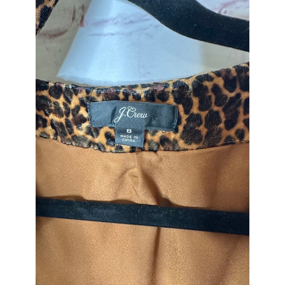 J. Crew Leopard Velvet Wrap Dress Women's Size 8 Brown Animal Fall - Picture 6 of 9